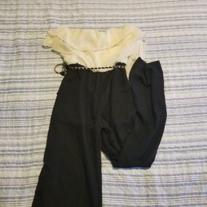 strapless romper with mesh pants size M..